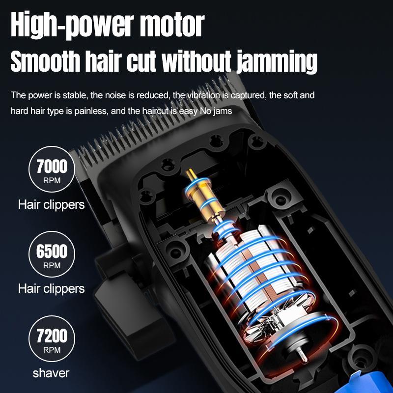 Electric Hair Cutting Machines Set, 1 Box Multifunctional Portable Rechargeable Hair Trimmer Set with Digital Display, Barber Clippers, Barber Kit, Professional Hair Shaver for Men