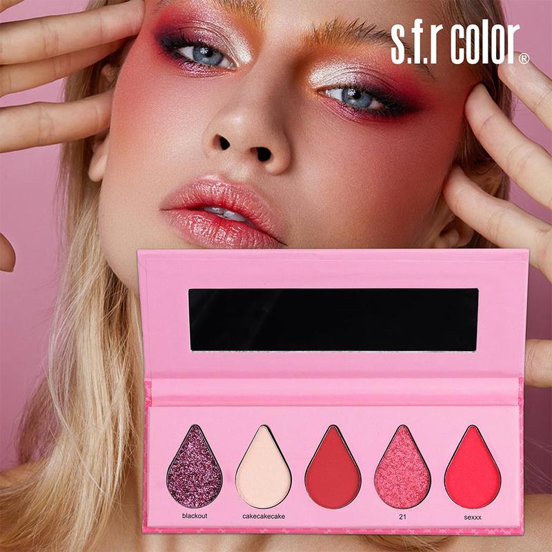 5 Color Cosmetic Eyeshadow Palette, Matte and Glitter Eye Shadows Palettes with Mirror, Long Lasting Eye Makeup Products for All Styles and Occasions