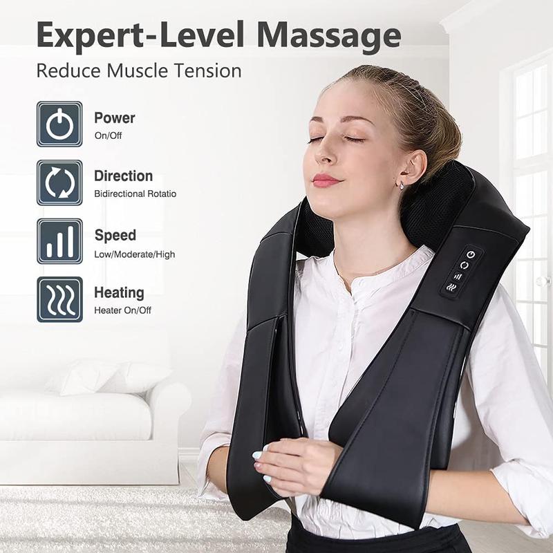 Neck Massager with Heat, Shiatsu Massager for Neck, Back, Shoulder, Foot and Leg, Deep Tissue 3D Kneading Massager for Relax Muscles at Home and Offie,Neck Massager for Women and Men