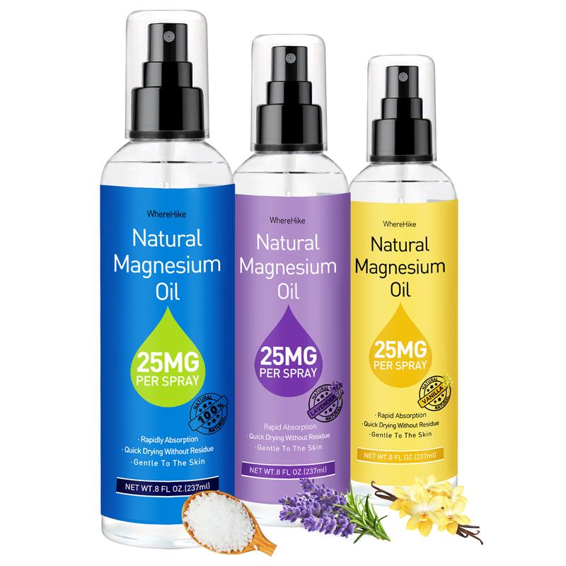 Natural Magnesium Oil Spray for Feet 8oz Size(25mg Magnesium Per Spray)-Organic Magnesium Oil-Unflavored Body Care Lavender