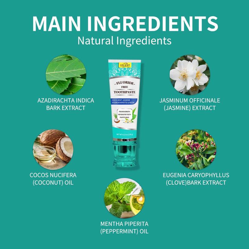 Natural Mint JasmineNeem Toothpaste for Women & Men - Hydroxyapatite, Brightening & Freshening Oral Care Product