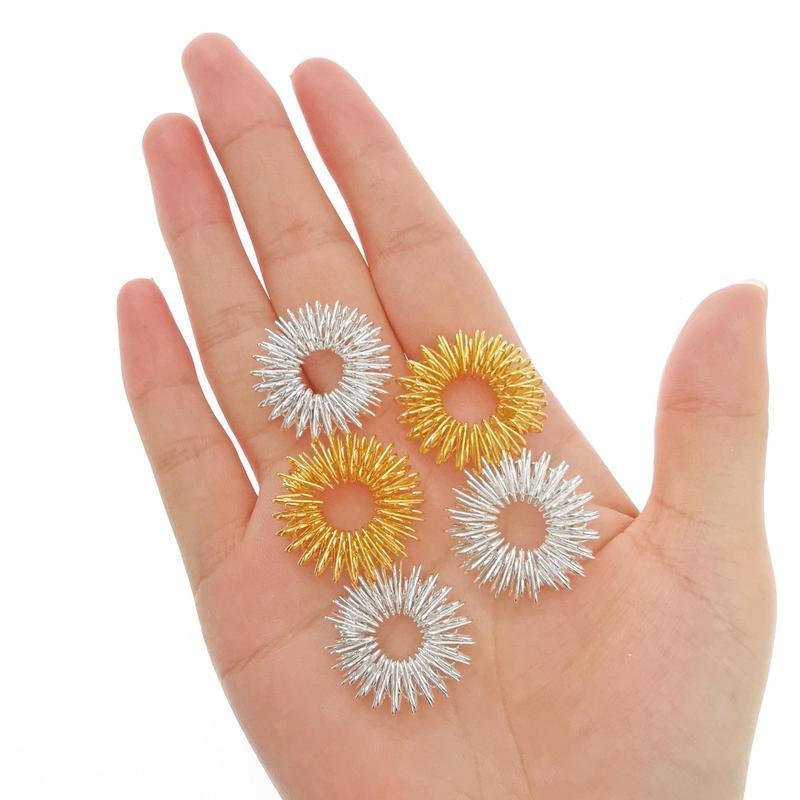 Random Color Acupressure Ring, 10pcs set Spiked Sensory Finger Ring, Acupressure Ring Set for Teens, Adults, Silent Stress Reducer and Massager