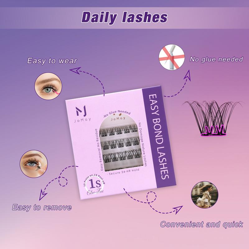 JoMay New Self-Adhesive Lashes Extension Kit,  DIY Lash Clusters Kit,  Daily adhesive-free lashes,  Beginner Friendly Eyelashes Makeup mascara