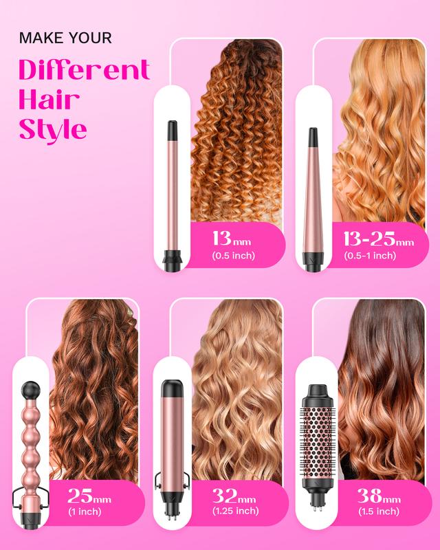 Wavytalk 5 in 1 Curling Wand Set With Thermal Brush