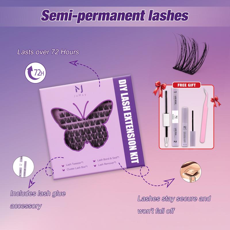 JoMay New Self-Adhesive Lashes Extension Kit,  DIY Lash Clusters Kit,  Daily adhesive-free lashes,  Beginner Friendly Eyelashes Makeup mascara