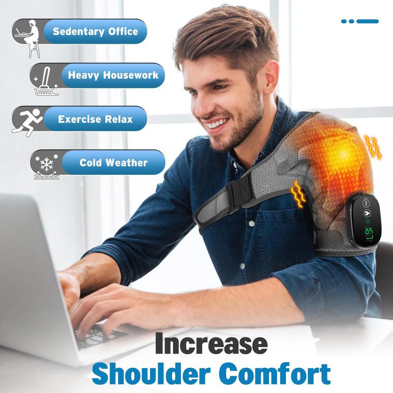 USB Rechargeable Shoulder Massager, 3-speed Heating Massage Shoulder Pad, Portable Shoulder Massage Equipment for Women & Men, Christmas Gift