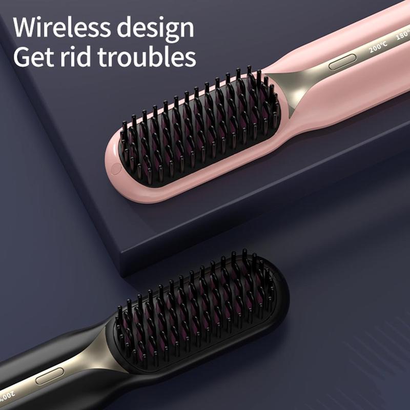 Wireless Electric Hair Straightening Comb, 1 Box Portable Rechargeable Hair Straightening Comb, Hair Styling Tool for Home & Travel, Christmas Gift