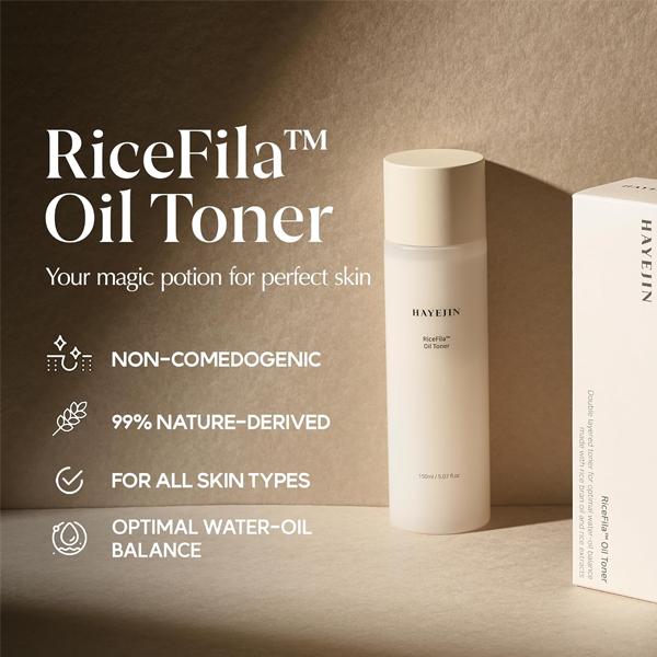 Hayejin RiceFila Oil Toner - Official Product Korean Moisturizing Oil Toner with Rice Bran Extract & Oil - Lightweight & Hypoallergenic (5.28 oz)