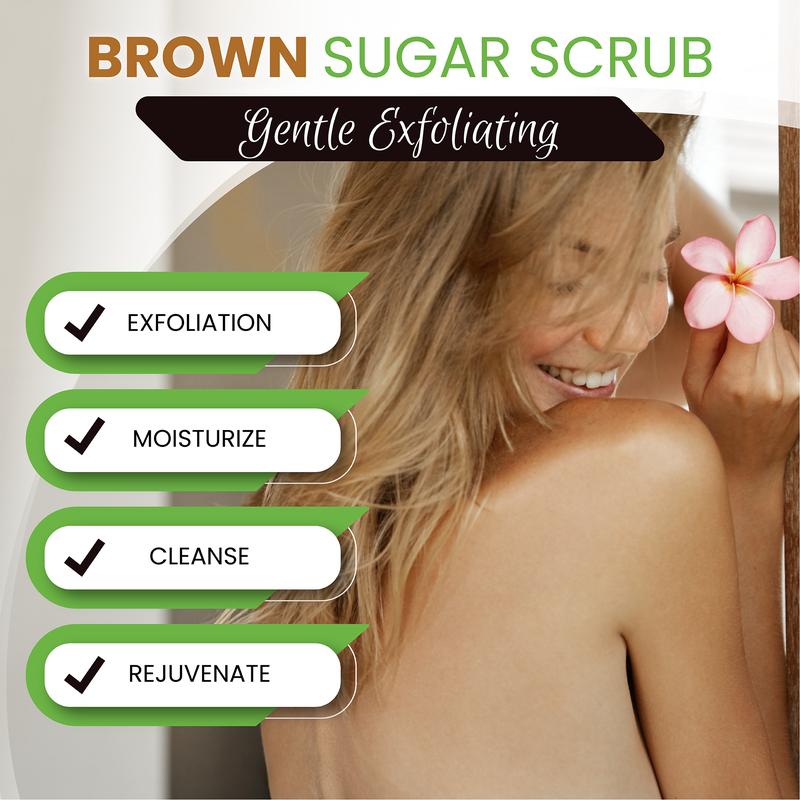 AMVital Brown Sugar Body Scrub: Moisturizes, and exfoliates. Deep-cleansing and hydrating for body, face, hands, and feet. Sugar Glow Body Care Gentle