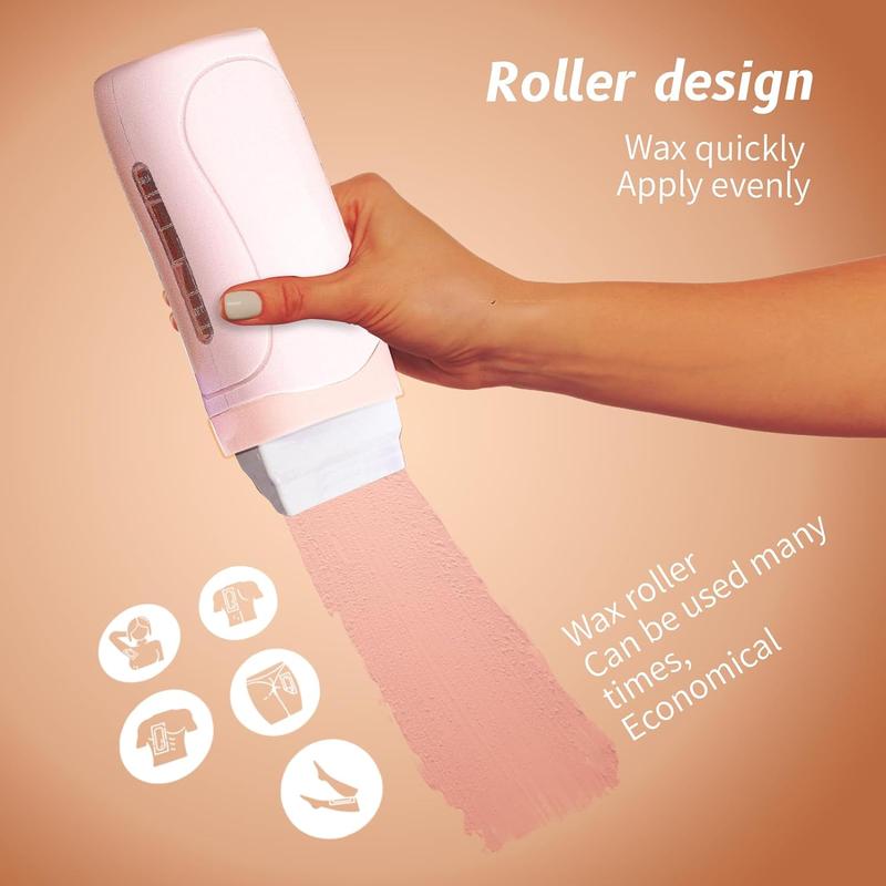 5 Pieces Portable Roll on Waxing Kit with Depilatory Roller Refill for Women and Men, Multiuse Painless Hair Removal Products for Body & Face