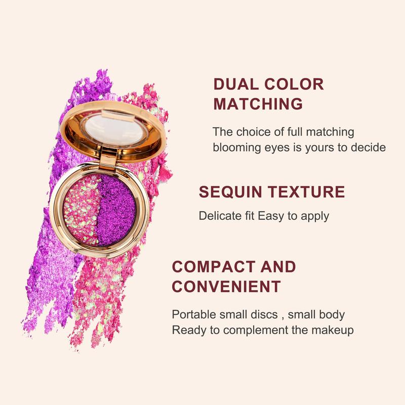 Dual Color Glitter Eyeshadow, Glitter Eye Shadow Makeup Products, High Pigmented Blendable Eyeshadow Powder, Long Lasting Shimmering Eye Shadow Makeup Products for All Styles and Occasions