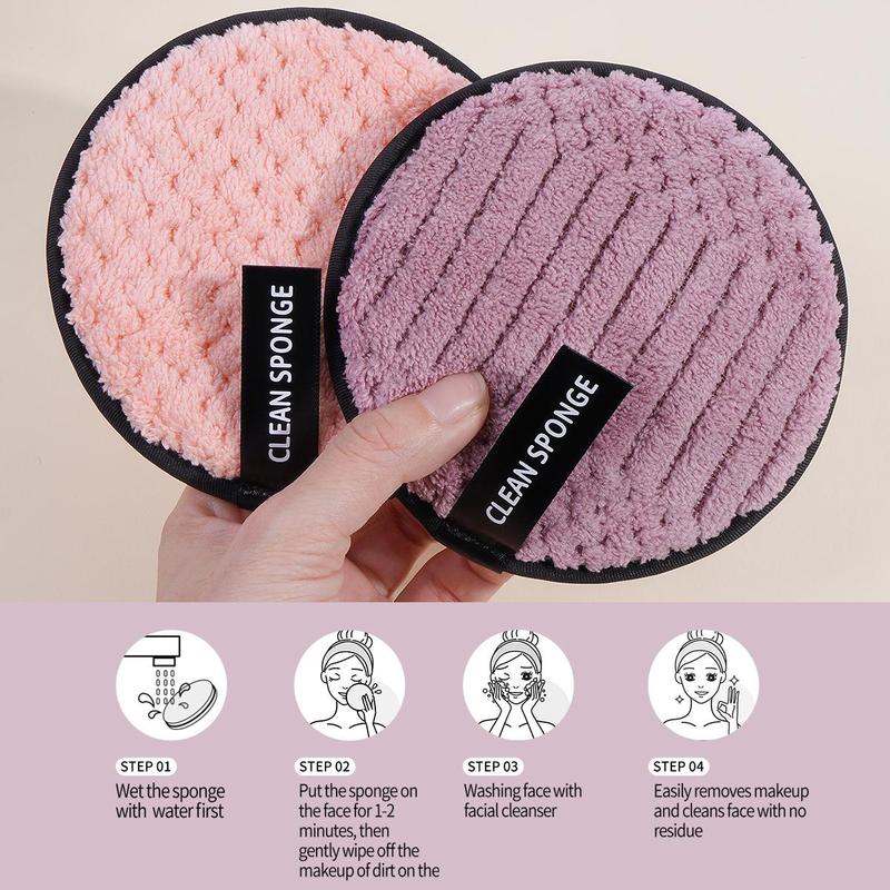 MAANGE Makeup Removal Pads, 5 Counts Round Soft Cleansing Pads for Daily Use, Double-sided Makeup Remover Pads, Face Cleansing Cloths or Face & Eyes, Christmas Gift