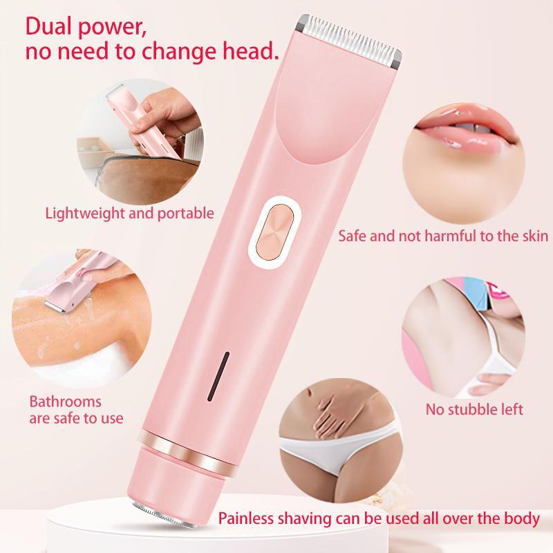 Electric Hair Trimmer for Women, 1 Box Double-ended Waterproof Bikini Trimmer, Gentle Rotary Shaver for Sensitive Areas, Christmas Gift