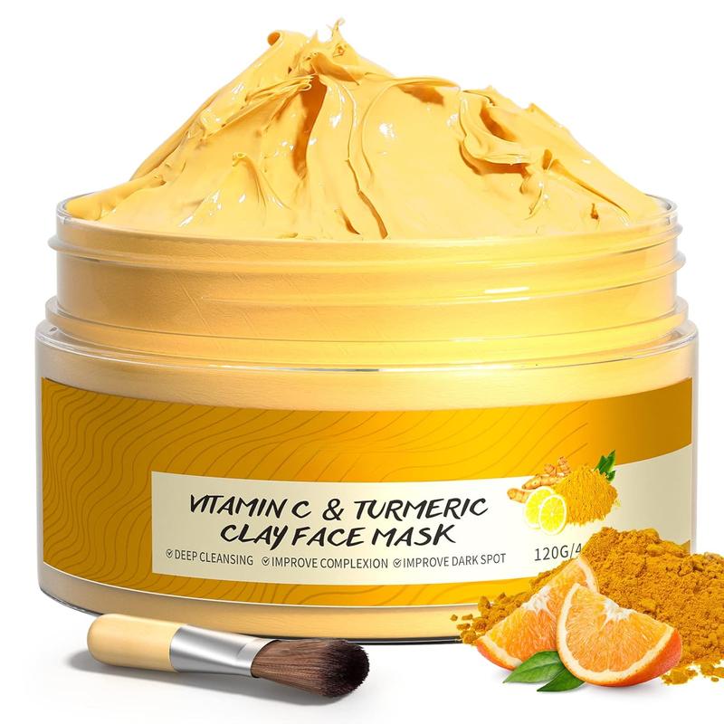 Turmeric Vitamin C Clay Mask Deep Cleansing Face Mask Skin Care Improve Blackheads Acne Dark Spots and Even out skin tone Facial Mask Control Oil and Refining Pores Aloe Aloe Vera Calendula Daily Calendula Daily Gentle Mild Organic Plant Radiant Restore