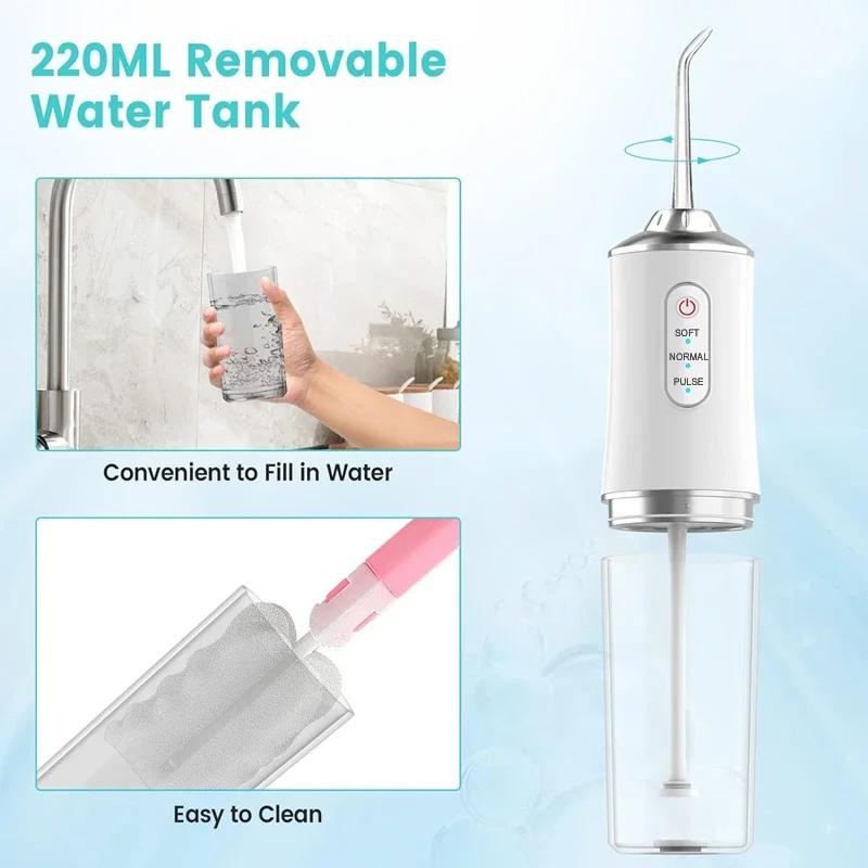 Cordless Oral Hygiene Tool - 3 Mode Water Flosser with 4 Nozzles Christmas present