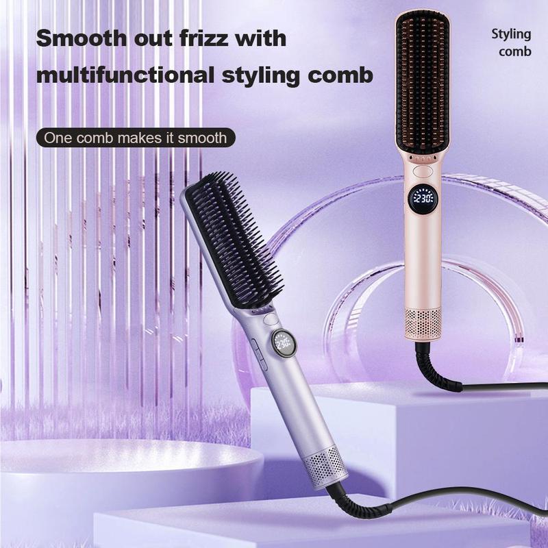 Hot Air Comb, Hair Straightening & Curling Iron, Dual-purpose Hot & Cold Air Comb with LCD Digital Display for Curling Hair, Fluffy Comb for Lazy People