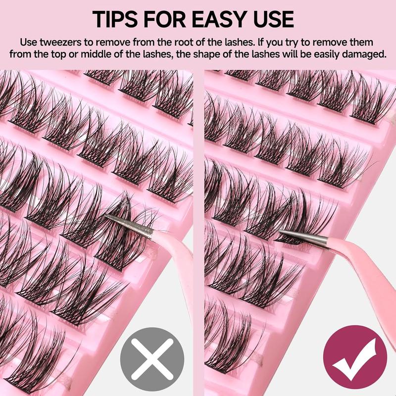 Lash Cluster Individual Eyelash: 192 Pcs False Eyelashes - DIY Wispy Fluffy Lash Extension - D Curl Lash Clusters Natural Look