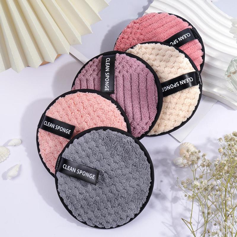 MAANGE Makeup Removal Pads, 5 Counts Round Soft Cleansing Pads for Daily Use, Double-sided Makeup Remover Pads, Face Cleansing Cloths or Face & Eyes, Christmas Gift