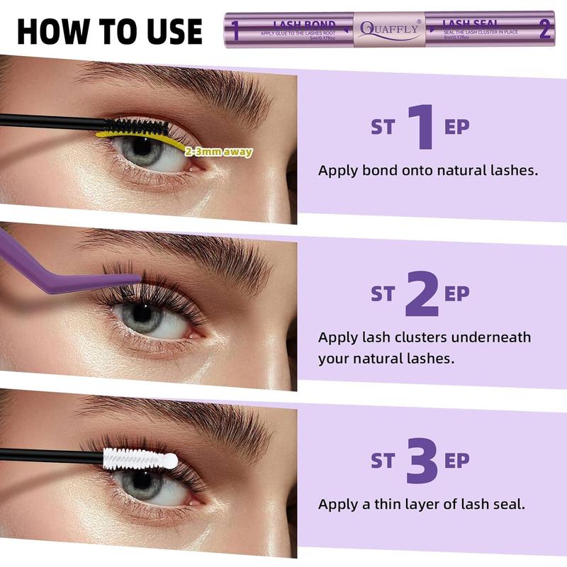 2 in 1 Long Lasting Eyelash Bond & Seal Glue, Waterproof Eyelash Extension Adhesive, Eye Makeup Tool for Women & Girls