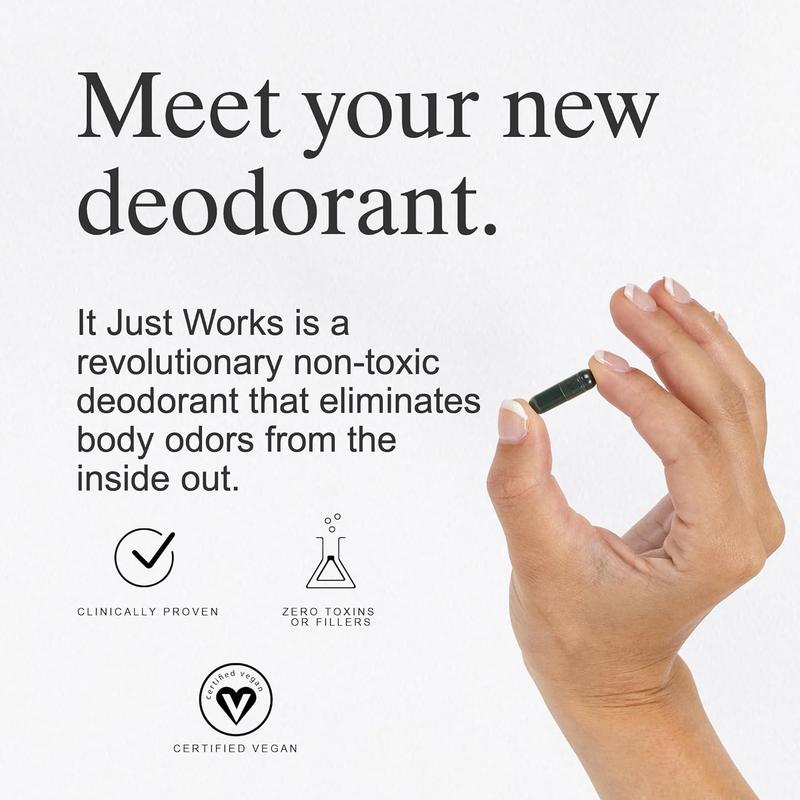 It Just Works All Chlorophyll Natural Full Body Deodorizing Supplement for Underarms and Private Parts |  Organic Deodorant That Works from The Inside Out