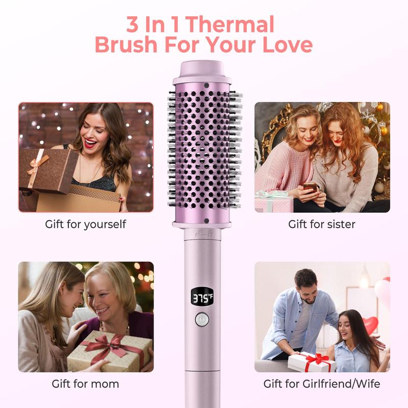 3 in 1 Hair Curler, 1 Box Negative Ion Hair Curling Wand with 3 Counts Replacement Brush Head, Professional Hair Styling Tool for Home & Salon Use