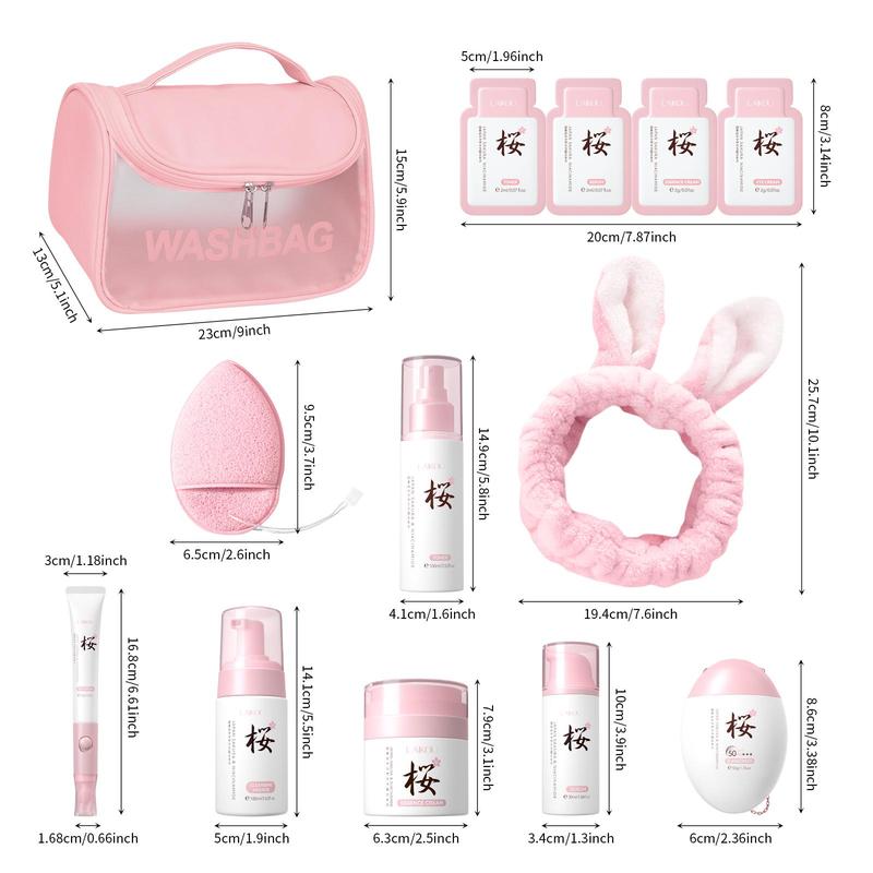 Cherry Blossoms Skin Care Kit, 1 Set Facial Cleansing Hydrating And Nourishing Kit, Moisturizing Skin Care Set For Women