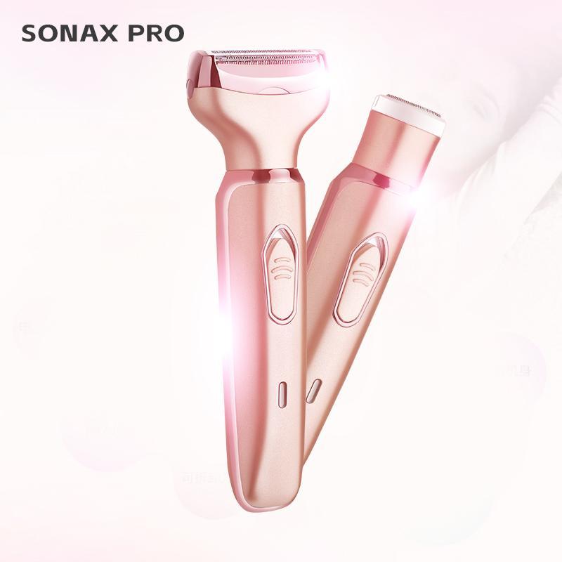 2 in 1 Electric Shaver for Women, 1 Box USB Rechargeable Body and Facial Epilator, Portable Waterproof Bikini Trimmer, Painless Hair Removal for Arms, Legs, Christmas Gift