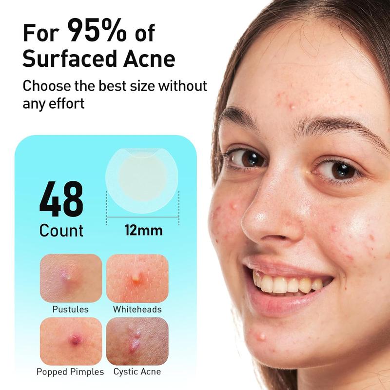 Pimple Patches, 12 mm Invisible Acne Patches for Face with Salicylic Acid, 0.01cm Extra Thin Outer Edge, Hydrocolloid Zit Patch for Pustule, Whitehead, Cystic Acne Spot, 48 Count