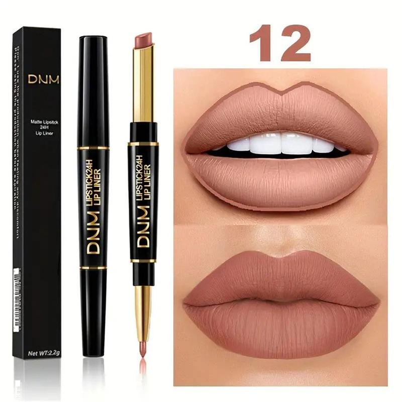 Double-ended Non-stick Cup Long Lasting Lipstick Lip Liner, 1 Count High Pigmented Waterproof Lip Liner, Lip Makeup Tools for Daily Use