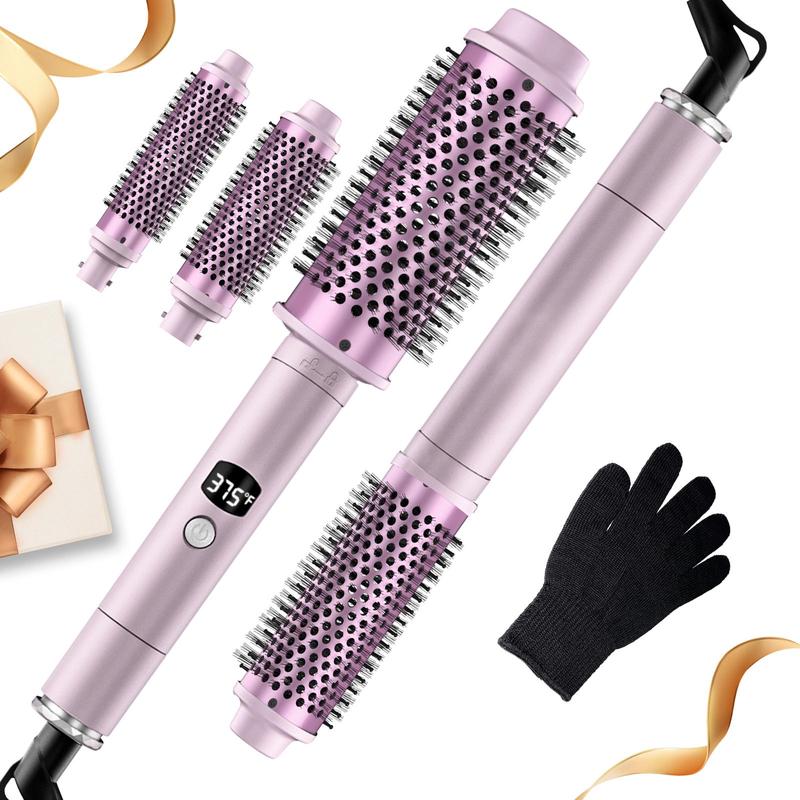 3 in 1 Hair Curler, 1 Box Negative Ion Hair Curling Wand with 3 Counts Replacement Brush Head, Professional Hair Styling Tool for Home & Salon Use