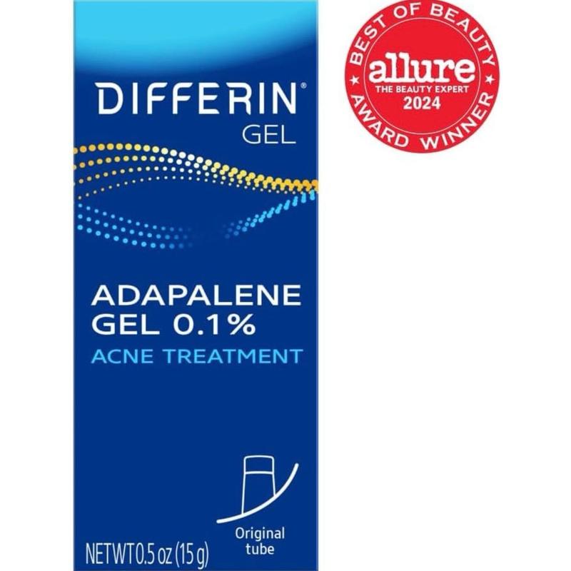 Differin Acne Treatment Gel, 30 Day Supply, Retinoid Treatment for Face with 0.1% Adapalene, Gentle Skin Care for Acne Prone Sensitive Skin, 15g Tube Packaging May Vary