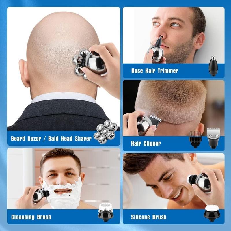 Bald Electric Head Shaver for Men, 1 Box Dry and Wet Wireless Electric Trimmer & Accessories, Beard Shaver, Men's Grooming Supplies