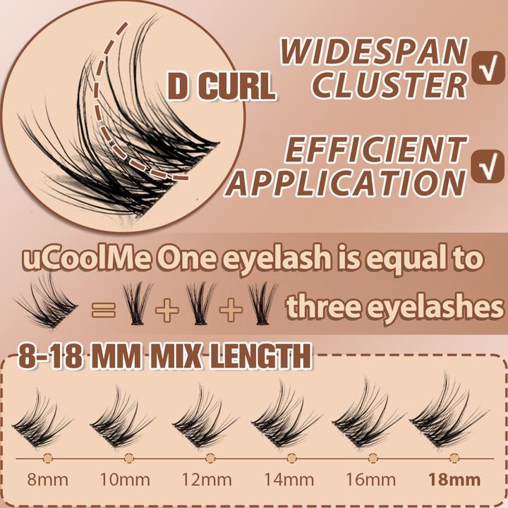 uCoolMe Lashes Secret With Ultra-thin Invisible Band Lashes Cluster Makeup For Girl Upgrade Bond Seal Remover WaterProof Lashes For Girls Christmas gift