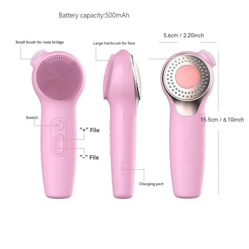 Electric Silicone Facial Cleansing Brush, 1 Count Rechargeable Waterproof Facial Massage Brush with 5 Cleaning Modes, Facial Skin Care Tool for Women & Men