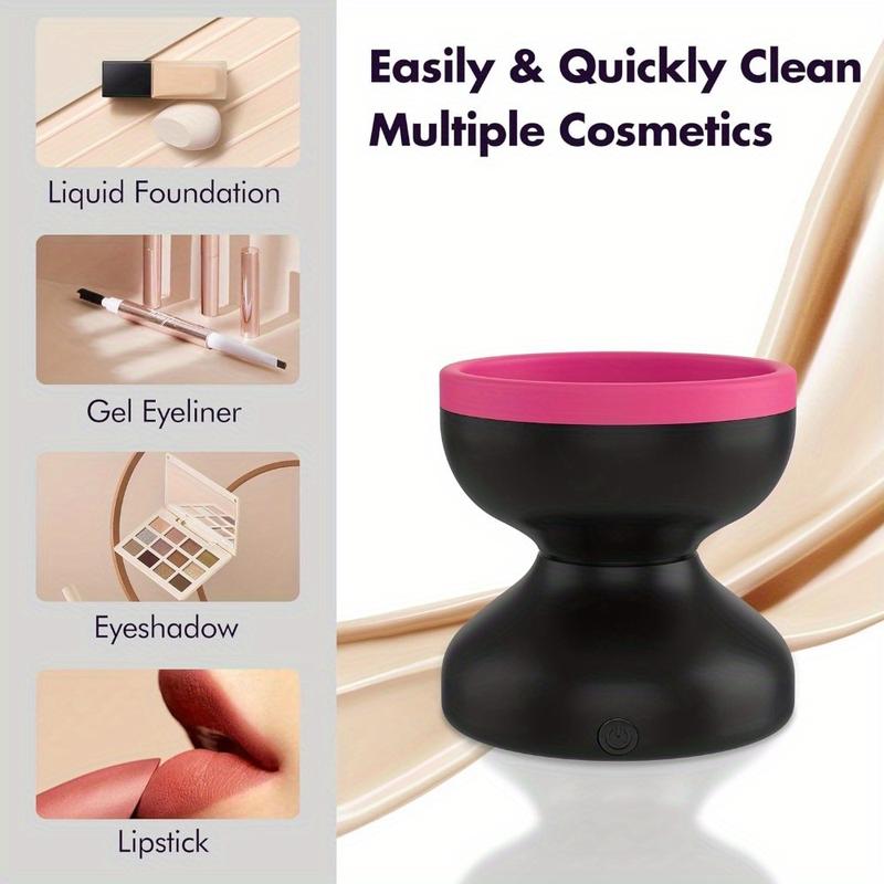 High Efficiency Electric Makeup Brush Cleaner, Auto Rotating Makeup Brush Cleaner Fits All Size Makeup Brushes