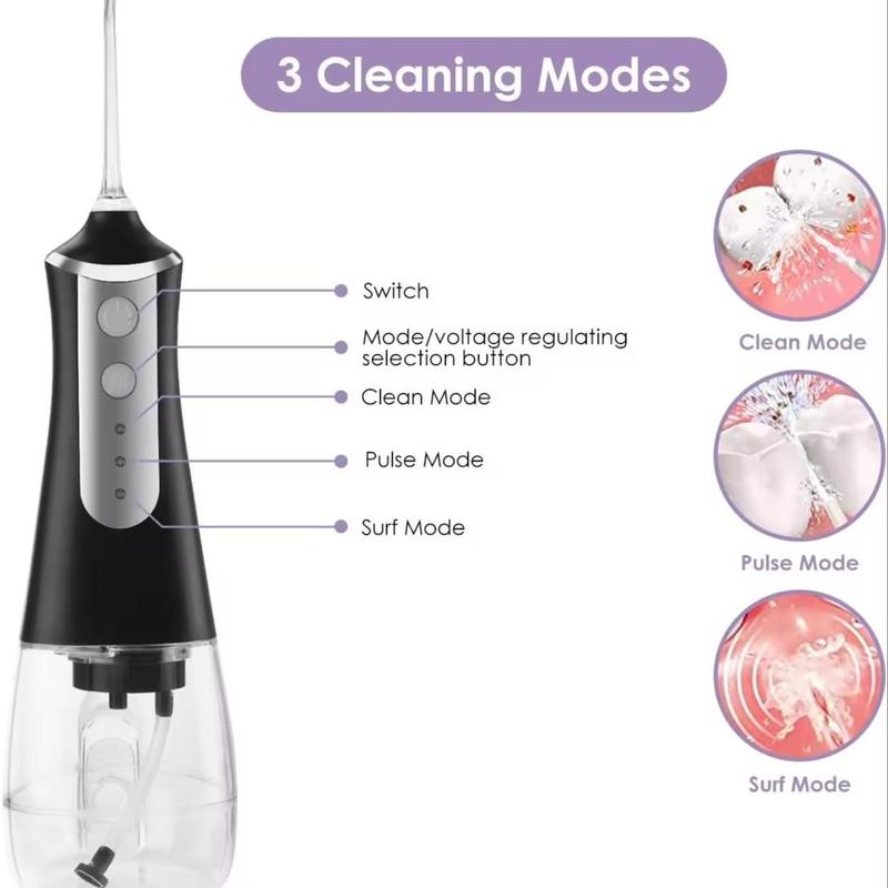 Portable Cordless Oral Irrigator, 1 Set Rechargeable Household Travel Oral Irrigator with 3 Cleaning Modes & 5 Counts Nozzles, Water Flosser for Home & Travel