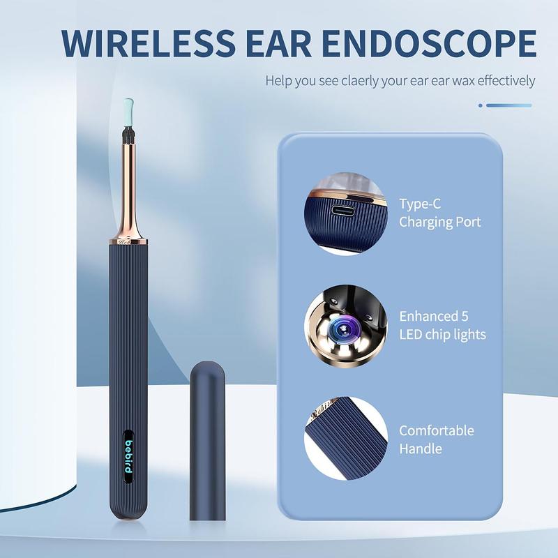 WiFi Smart Visual Ear Wax Removal Tool, 1 Box Ear Wax Removal Kit with Camera, Otoscope with Light, Ear Cleaning Kit, Wireless Ear Camera for Smartphones