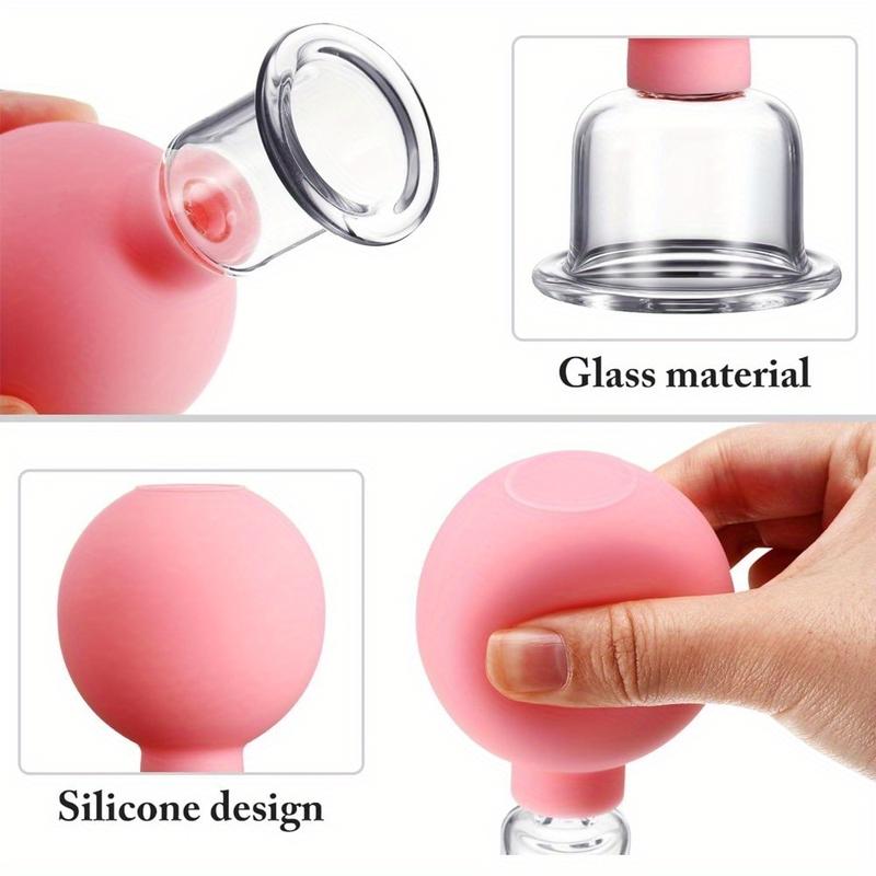 4 Pieces Silicone Cupping Set Glass Silicone Cupping Cups Massage Vacuum Suction Cupping Cups for Body Face Leg Arm Back Shoulder