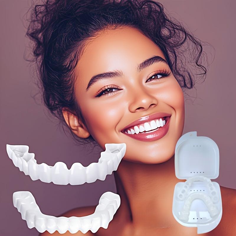 1 Set Instant Smile Dentures, Temporary Tooth Coverage to Enhance Confidence, Suitable for Christmas Makeup Party, Comes with Storage Box, Mirror and Tweezers