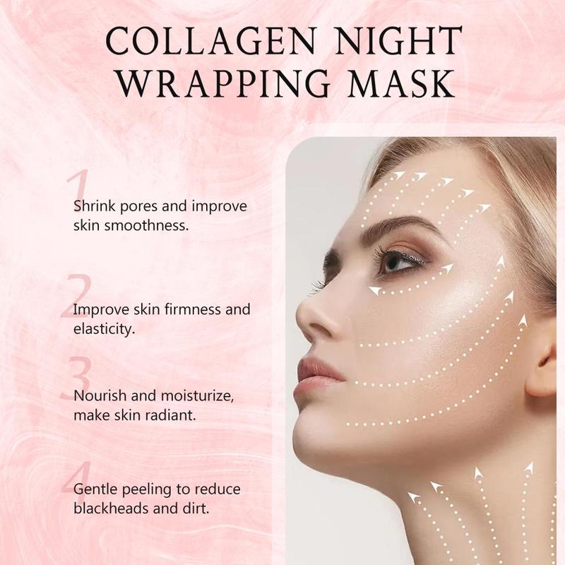 KOEC Collagen Overnight Wrapping Peel Off Facial Mask Pack - Elasticity & Hydration Care, Reduces Sagging & Dullness - Hydrolyzed Collagen For Glowing Skin - Korean Skin Care