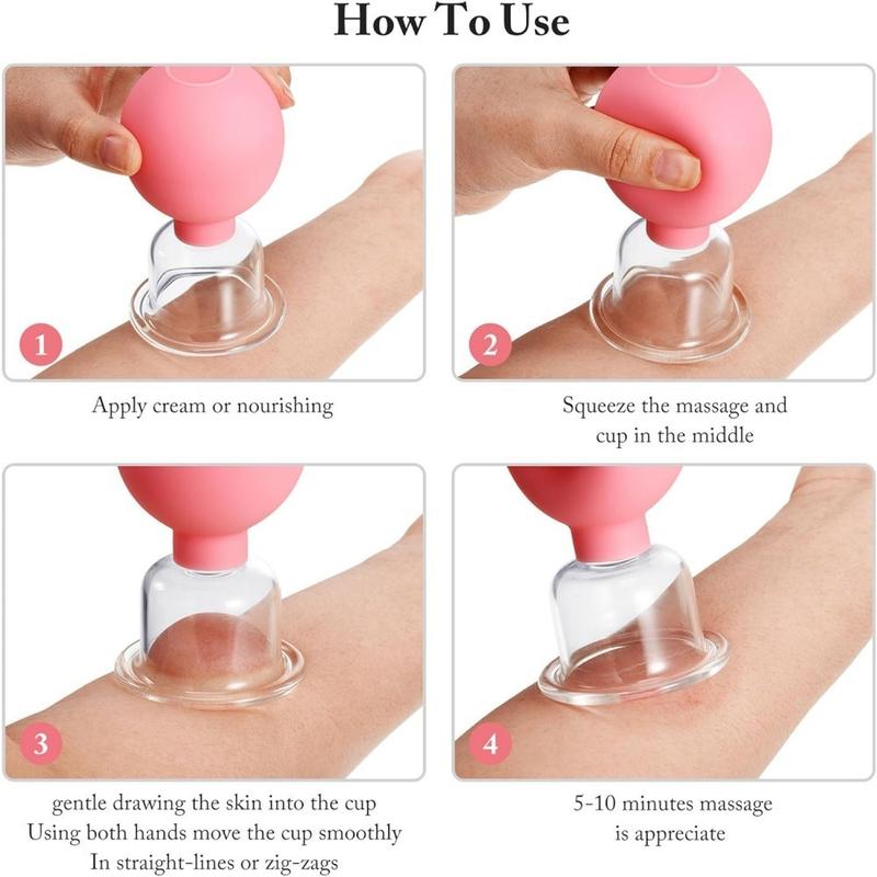 4 Pieces Silicone Cupping Set Glass Silicone Cupping Cups Massage Vacuum Suction Cupping Cups for Body Face Leg Arm Back Shoulder