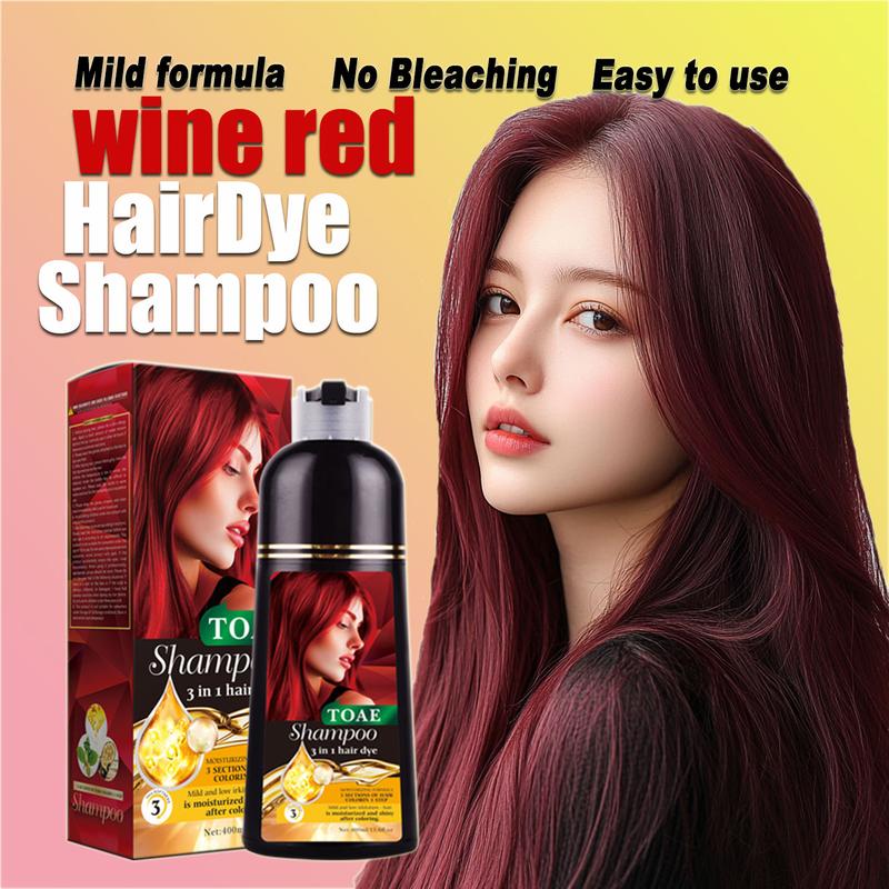 Wine-red Hair Color Shampoo for Gray Hair Instant Hair Dye Shampoo for Men & Women-3 in 1 Color Shampoo-Colors in Minutes-Long Lasting-Safe & Easy to Use. Haircare Cleanser