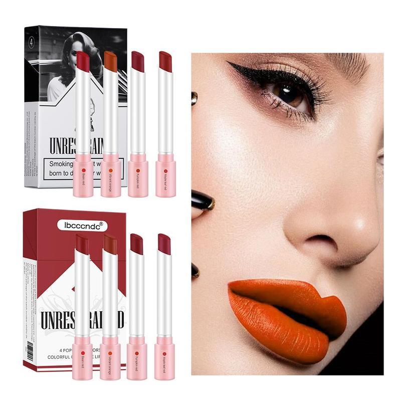 4-Count Long-Lasting Moisturizing Matte Lipstick Set - Easy Application, Sweat-Proof, Velvet Finish Lip Balm for All Occasions - Perfect for Girls & Women