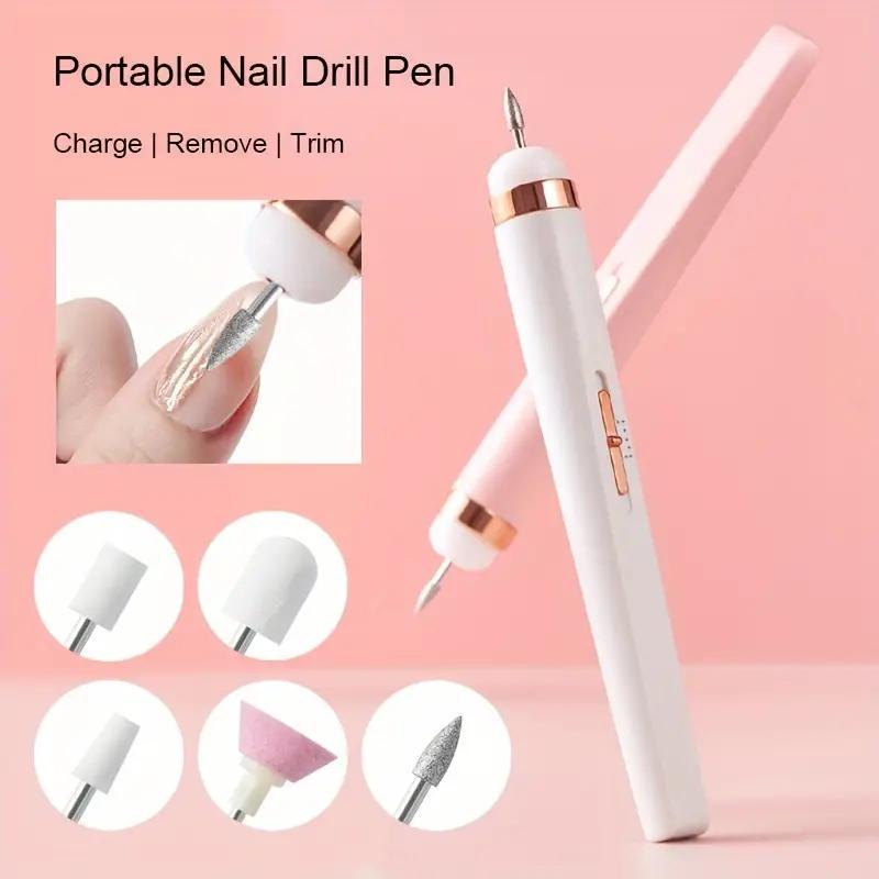 Portable Electric Nail Polisher Kit, 1 Set Nail Polish Pen & Drill Bits, Rechargeable Wireless Nail Polishing Machine, Nail Drill Nail Art Accessories