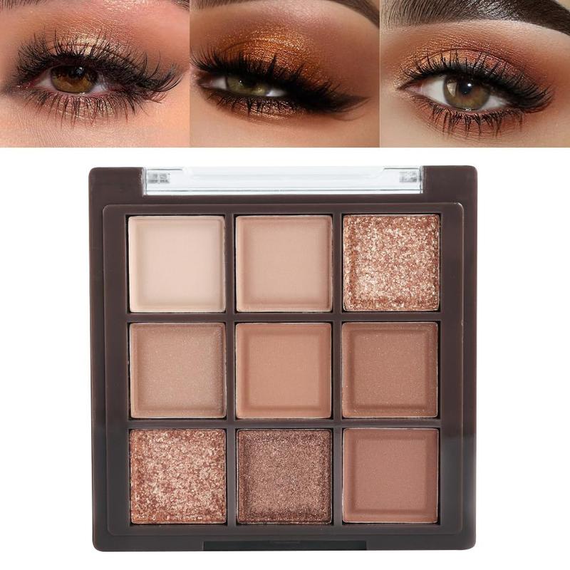 Rose Gold Dark Brown Colorful Neutral Eyeshadow Palette - 9 Color Matte Shimmer Natural Smokey Eye Palette - Cosmetic.