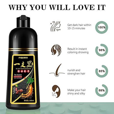 Instant Golden Brown color Hair Dye Shampoo - 3-in-1 Formula for Quick, Natural Gray Coverage in 10-15 Minutes, 500ML  hair type haircare