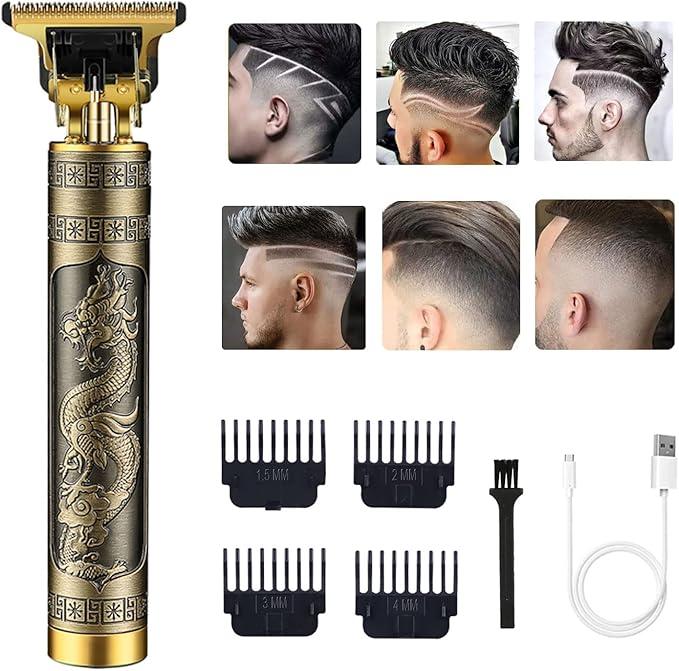 Hair Clippers for Men, Cordless Electric Hair Trimmer Rechargeable Beard Trimmer Shaver, Electric T Blade Trimmer Zero Gapped Edgers Hair Cutting Kit with Guide Combs(Dragon) Comfort Smooth