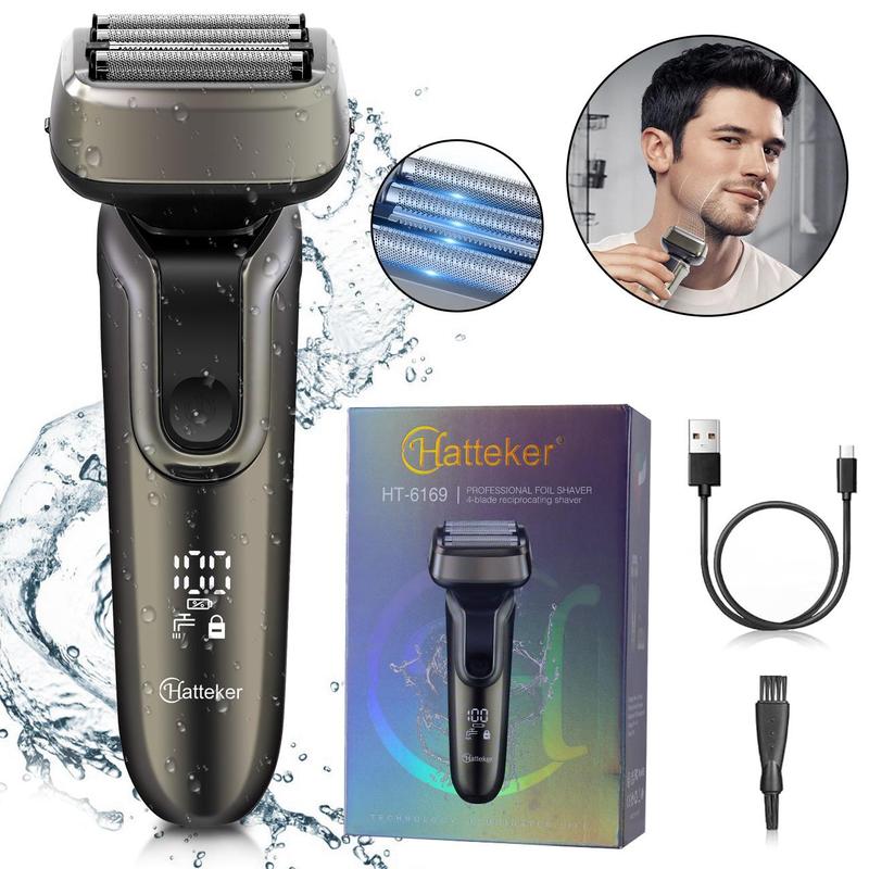 Electric Shaver, 1 Box Waterproof Electric Razor, Wet and Dry Use Men's Beard Trimmer, Safety Razor for Men, Great for Travel, Outing, Daily Use