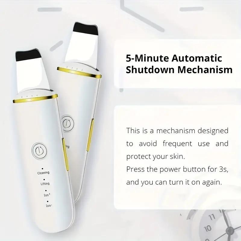 Facial Skin Cleaner, USB Charging 4 Modes Ultrasonic Skin Scraper Pore Cleaning Face Exfoliating Clean Face Deep Cleaning