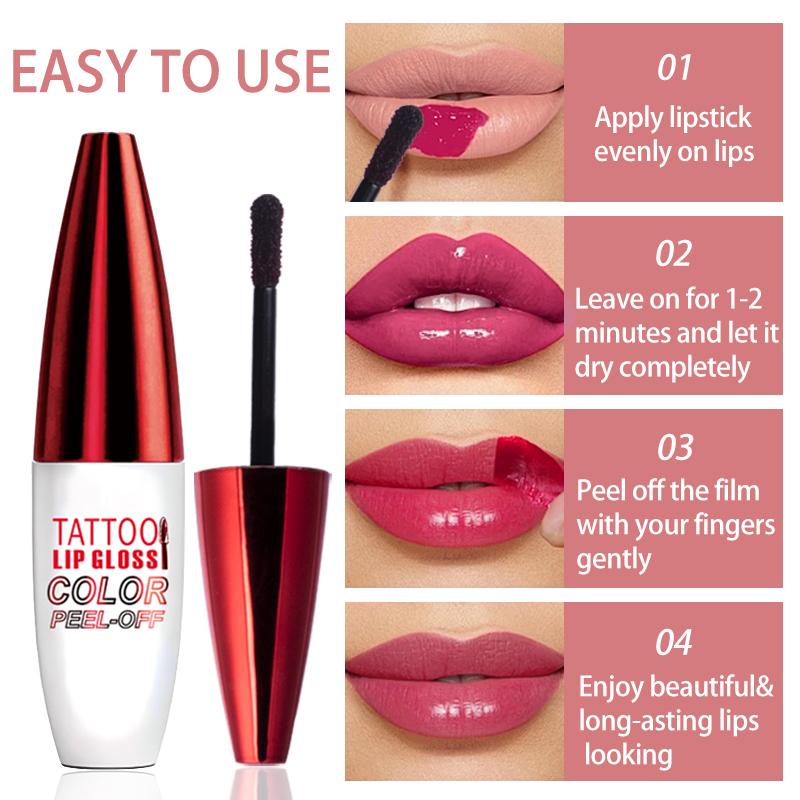 Peel Off Lip Tint, Wipe-On Colour Liquid Lipsticks, Tattoo Lip Glaze, Matte High Pigment Long Wear Waterproof